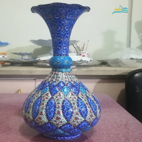 گلدان شلغمی میناکاری با مس لعاب شده، با کیفیت زیر ساختی بسیار عالی و با دوام - هنرظریف