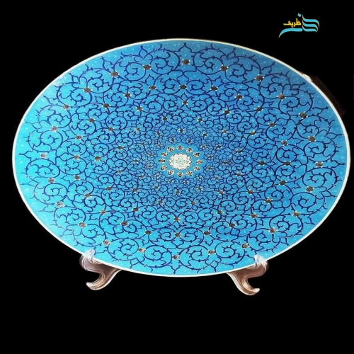 بشقاب میناکاری لعاب کاری شده مسی با زیر ساخت سنگین و نقاشی با کیفیت و هنری - هنرظریف
