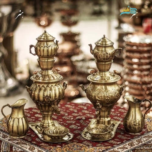 سرویس سماور کودک برنجی ١ لیتری با پوشش نانو آنتیک شده