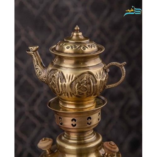 سرویس سماور زغالی برنجی 2 لیتری قلم هخامنشی