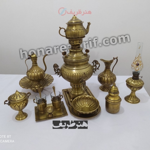 سرویس کامل سماور زغالی برنجی 3 لیتری - هنرظریف