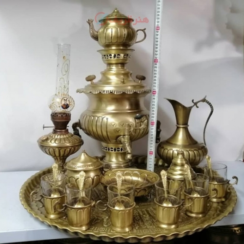 سماور زغالی یلدا سرویس برنجی با ورق ضخیم و سنگین وزن