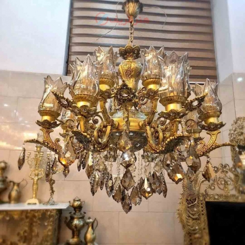 لوستر آلومینیومی 16 لامپ، مدل جاردوبل، آلومینیوم درجه 1، بسیار زیبا و شیک، باضمانت کیفیت - هنرظریف
