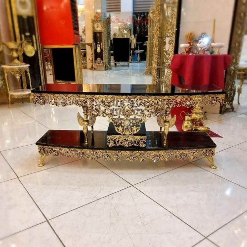 میز تلوزیون نیم گرد آلومینیومی، مدل گل سرخ، بسیار زیبا و شیک، آلومینیوم درجه 1 - هنرظریف