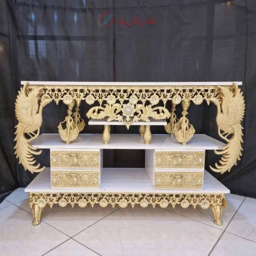 میز تلوزیون آلومینیومی، رویه ام دی اف، بسیار زیبا و شیک، آلومینیوم درجه 1، ورق ضخیم - هنرظریف