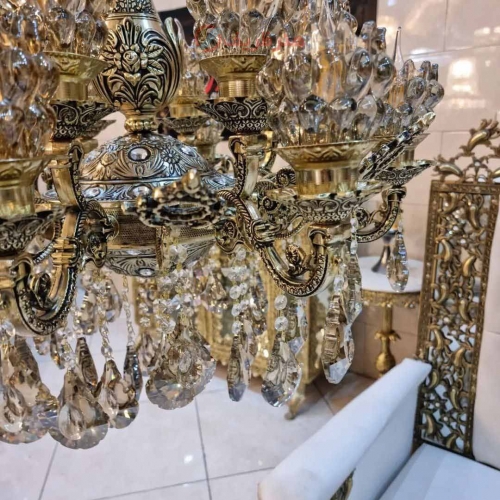لوستر روکش برنز 16 لامپ، آلومینیوم درجه 1، بسیار زیبا و شیک، ورق ضخیم، باضمانت کیفیت
