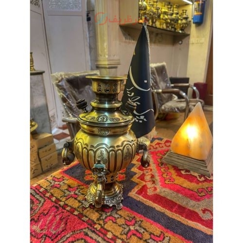 سماور یک لیتری ذغالی طرح پخدار دسته گوشواره، رنگ ثابت