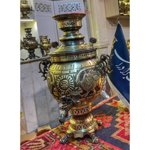 سماور زغالی چهار لیتری توپی قلم، رنگ ثابت، ورق ضخیم
