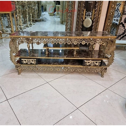 میز تلویزیون طاووسی برنزی، مدل آفتابگردان، با رویه ام دی اف، شیک و بادوام - هنرظریف