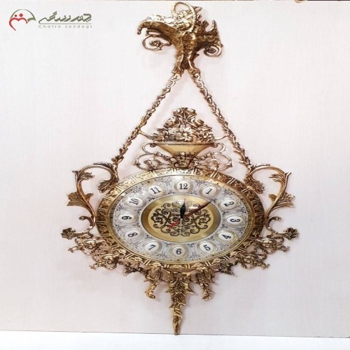 ساعت دیواری آویز برنزی با طرح گل برجسته بسیار زیبا، با کیفت اعلاء - هنرظریف