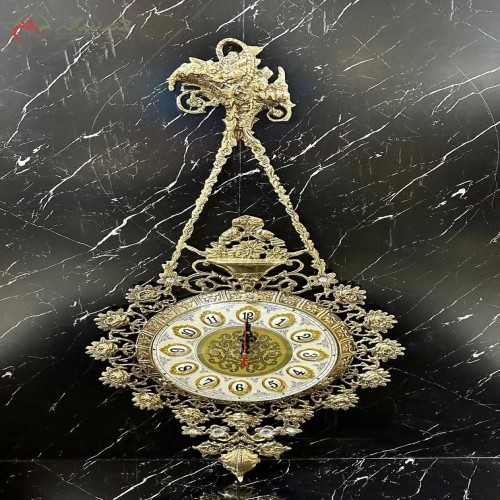 ساعت دیواری آویز برنزی طرح گل بسیار زیبا و لاکچری