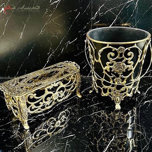 سطل و جا دستمالی از جنس آلومینیوم، با طرح فوق العاده زیبای گل رز، ساده و شیک