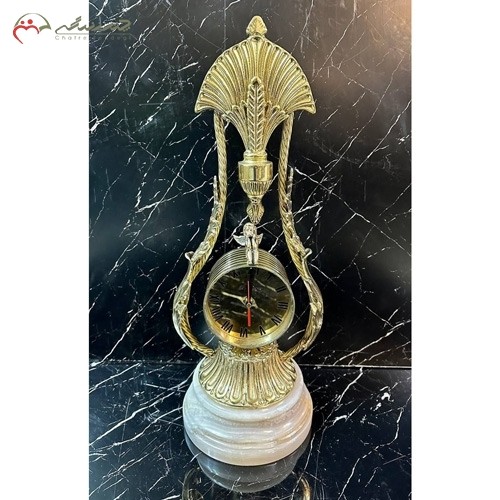 ساعت رو میزی برنزی طرح طاووس طلایی نفیس و زیبا - هنرظریف