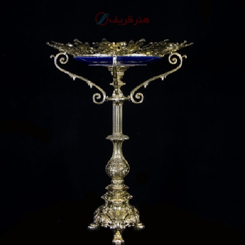میوه خوری تک پایه ایستاده جنس آلومینیوم و رنگ طلایی