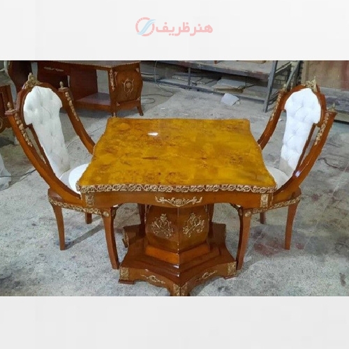 میز ناهار خوری 2 نفره معرق کاری شده کار شده با چوب روس و رنگ درجه یک - هنرظریف