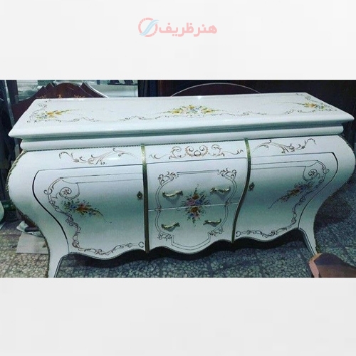 کنسول معرق کاری شده رنگ سفید پولیش شده دارای ضمانت رنگ و دوام محصول - هنرظریف