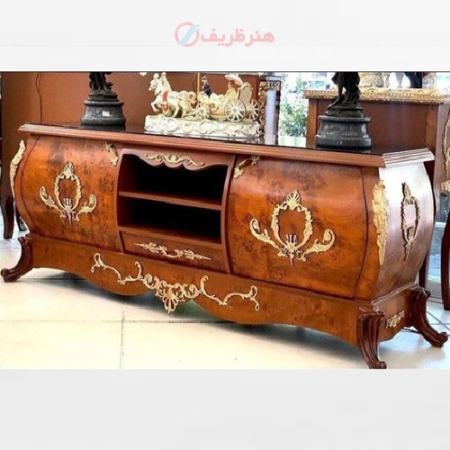 میز تلویزیون معرق کاری و بدنه کارشده دارای رنگ بندی و امکان تولید با ابعاد دلخواه شما - هنرظریف