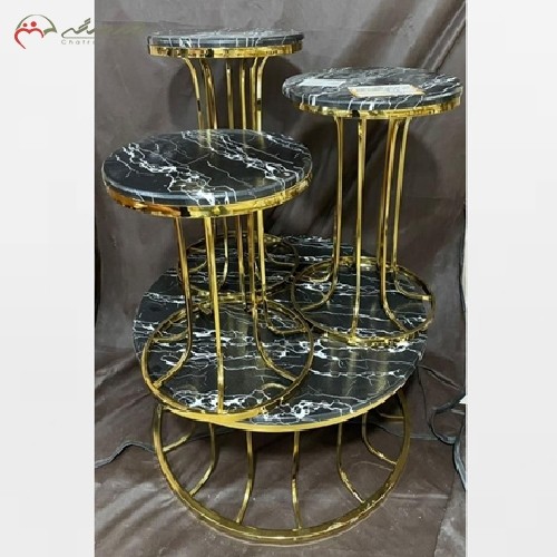 ست جلومبلی و میز عسلی آهنی با رویه سنگ