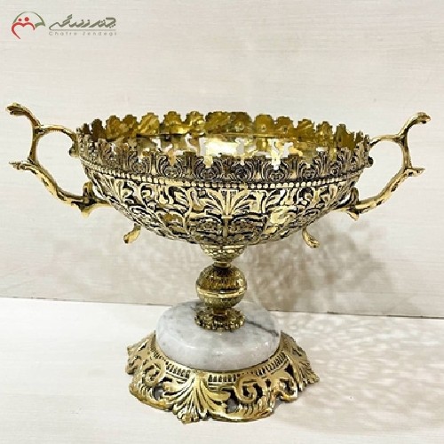 میوه خوری برنزی با پایه سنگی سایز متوسط، پر نقش و زیبا دارای ضمانت و بدون تغییر رنگ - هنرظریف