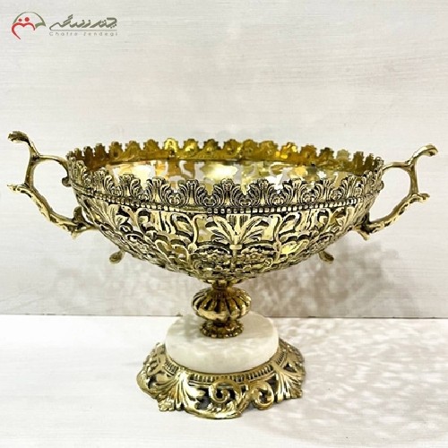 میوه خوری برنزی با پایه سنگی، سایز بزرگ، بدون تغییر رنگ با ضمانت کیفیت - هنرظریف