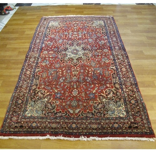 فرش دستبافت بیجار کد 39516 طرح لچک و ترنج بافته شده با الیاف اعلاء، رنگ ثابت با ضمانت، کیفیت عالی - هنرظریف