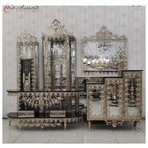 سرویس آینه کنسول برنزی کد 8051 با طرح گل آفتابگردان و ضمانت رنگ بدنه، طراحی زیبا و بی نظیر - هنرظریف