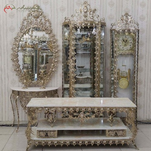 سرویس چهار پارچه برنزی در طرح بدنه گل آفتابگردان با گارانتی ثبات رنگ