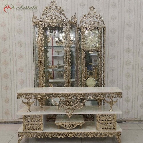 ست جهیزیه سه پارچه برنزی کد 8020 در طرح گل سرخ، سنگین وزن با بدنه ی ظریف کاری شده، درای ضمانت - هنرظریف