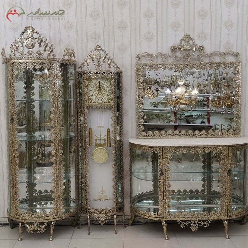 سرویس سه پارچه محصولات برنزی  کد 8032  دارای گارانتی رنگ بدنه، مدل گل رز با طراحی و ظاهر شیک - هنرظریف