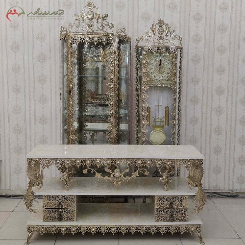 سرویس برنزی سه پارچه  کد 8026 در طرح گل آفتابگردان با رنگ ثابت بدنه، دارای ضمانت - هنرظریف