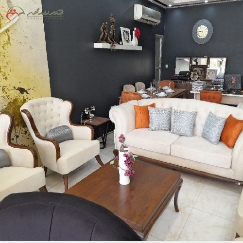 مبل 8 نفره طرح پینار دارای رنگ بندی متنوع پارچه و بدنه، ساده در عین حال شیک، جنس چوب سوپر راش گرجستان و ضمانت24 ماهه