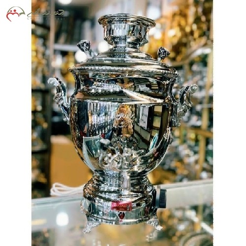 سماور برقی 10 لیتری برنجی و روکش کروم، دارای سیستم برقی ایمن و بسیار کم مصرف با طول عمر بالا کد کالا 116 - هنرظریف