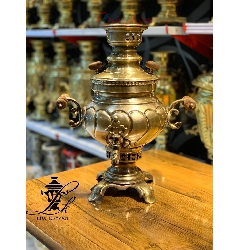 خرید سماور زغالی 3 لیتری مدل پانچ، ورق ضخیم، مهر روسی_هنرظریف