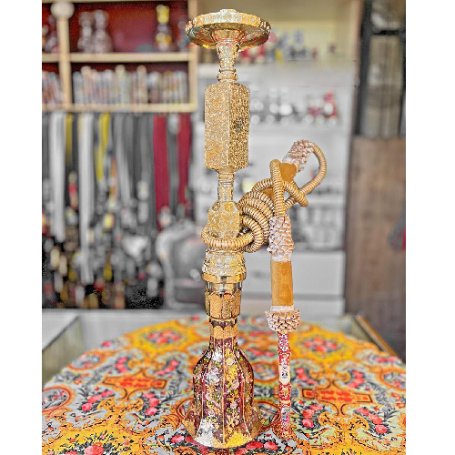 خرید قلیان تنه برنجی شمش 17 سانتی چکش کاری، با گارانتی 10 ساله| هنرظریف