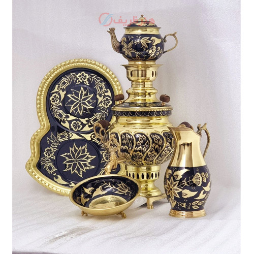 خرید ست سماور 3 لیتر عدسی آینه پیچ، بسیار زیبا و با ارزش کلکسیونی | هنرظریف