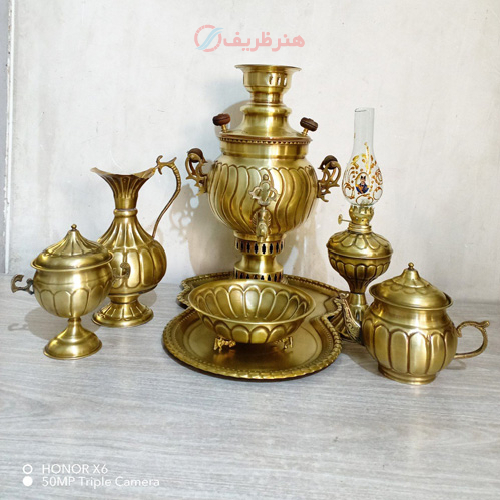 مشخصات ست 7 پارچه سماور ذغالی،3 لیتری، توپی آینه پیچ با کیفیت | هنرظریف