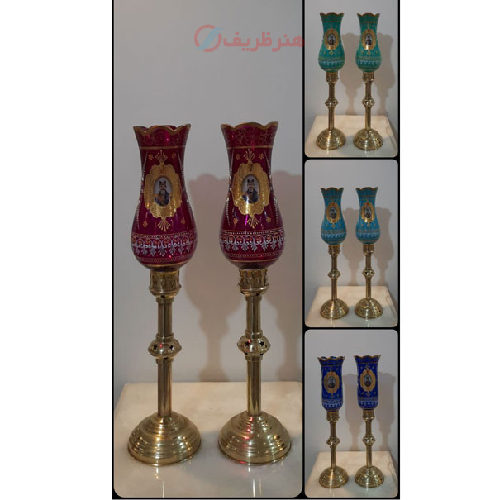 لاله تک پایه برنجی طرح قدیم در چهار رنگ_  هنرظریف