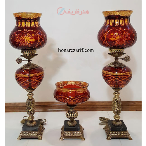ست چراغ و شکلات خوری وارداتی تمام برنج آنتیک