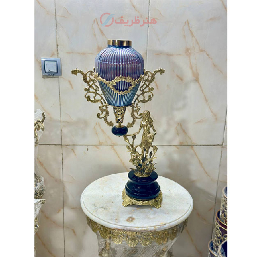 گلدان رومیزی برنزی پایه سنگی پرنس بزرگ مدل نیلوفر_ هنرظریف
