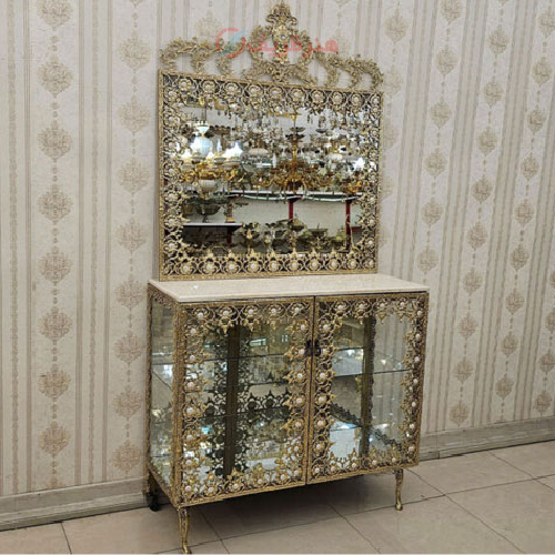 آینه کنسول برنزی مدل مستطیل تاج دار_ هنرظریف