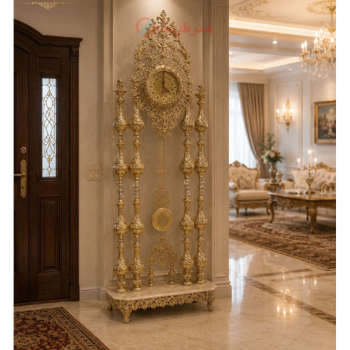 ساعت کنار سالنی آلومینیومی چهار ستون - هنرظریف