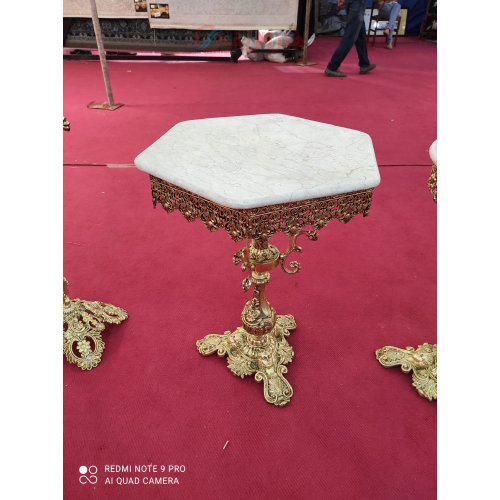 میز خاطره شش ضلعی آلومینیومی رویه سنگ