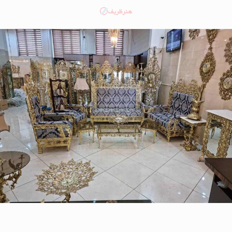 مبل زیبای طرح طاووس رنگ ثابت با ضخامت بالا و روکش برنز