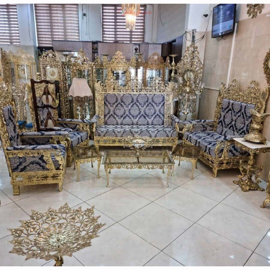 مبل هفت نفره سلطنتی با روکش برنز، ورق ضخیم، بسیار زیبا و شیک
 - هنرظریف
