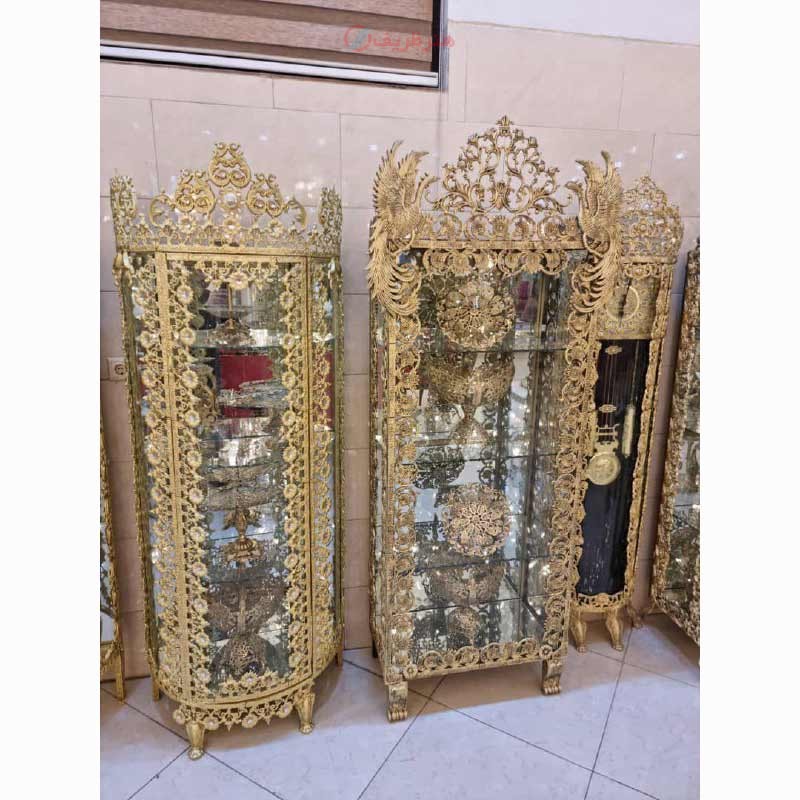 بوفه تاجدار طرح سیمرغ با کیفیت عالی و رنگ ثابت با ضخامت بالا و روکش برنز محصول اصفهان - هنرظریف