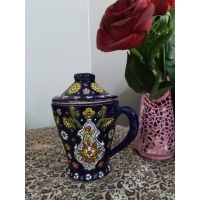 خرید، قیمت و مشخصات لیوان میناکاری لعاب برجسته با درپوش، کاملا کاربردی، قابل شستشو | هنرظریف