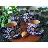 خرید، قیمت و مشخصات سرویس چای خوری دونفره میناکاری روی سفال قابل شستشو  با کیفیت بالا | هنرظریف