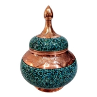 خرید، قیمت و مشخصات قندان فیروزه کوبی مدل قلم زنی درجه 1 با کیفیت بالا و ضمانت محصول | هنرظریف