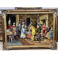 خرید تابلو فرش دستبافت، تابلو فرش دستبافت بدرقه کاترین چله ابریشم پر از ابریشم، 50 رج، زیر قیمت بازار | هنرظریف