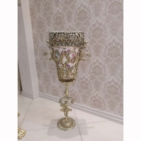 مشخصات کامل سطل زباله و جادستمال طرح بانو و مسیح، جنس آلیاژ آلومینیوم، آبکاری برنز، زیر قیمت بازار - هنرظریف